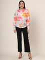 Women'S Premium Micro Multicolour Long Length Curved Hem Digital Print Shirt