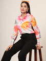Women'S Premium Micro Multicolour Long Length Curved Hem Digital Print Shirt