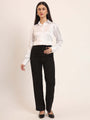 Women'S Premium White Regular Fit Solid Satin Shirt
