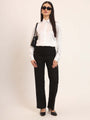 Women'S Premium White Regular Fit Solid Satin Shirt