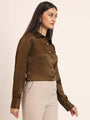 Women'S Premium Bronze Regular Fit Solid Satin Shirt