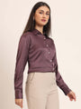 Women'S Premium Walnut Regular Fit Solid Satin Shirt