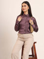 Women'S Premium Walnut Regular Fit Solid Satin Shirt