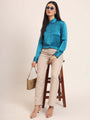 Women'S Premium Azure Regular Fit Solid Satin Shirt