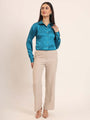 Women'S Premium Azure Regular Fit Solid Satin Shirt