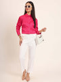 Women'S Premium Magenta Regular Fit Solid Satin Shirt