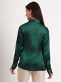 Women'S Premium Castleton Green Regular Fit Solid Satin Shirt