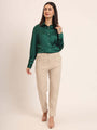 Women'S Premium Castleton Green Regular Fit Solid Satin Shirt