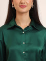 Women'S Premium Castleton Green Regular Fit Solid Satin Shirt