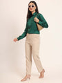 Women'S Premium Castleton Green Regular Fit Solid Satin Shirt