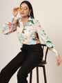 Women'S Premium Micro Multicolour Long Length Curved Hem Digital Print Shirt