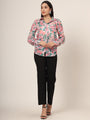 Women'S Luxury Cambric Multicolour Long Length Curved Hem Digital Print Shirt