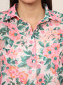 Women'S Premium Chiffon Multicolour Long Length Curved Hem Digital Print Shirt