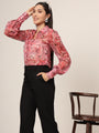 Women'S Premium Chiffon Multicolour Long Length Curved Hem Digital Print Shirt