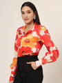 Women'S Premium American Crepe Multicolour Long Length Curved Hem Digital Print Shirt