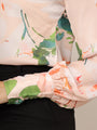 Women'S Luxury Satin Multicolour Long Length Curved Hem Digital Print Shirt