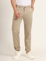 Premium Cotton Stretch Spanish Grey Solid Men'S Regular Fit Trouser
