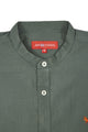 Amswan Premium Men'S Green Crinkle Cotton Shirt - Mandarin Collar, Long Sleeves
