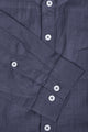 Amswan Premium Men'S Blue Crinkle Cotton Shirt - Mandarin Collar, Long Sleeves