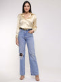 Women'S Premium Buff Drop Shoulder Oversized Satin Shirt