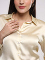 Women'S Premium Buff Drop Shoulder Oversized Satin Shirt