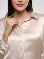 Women'S Premium Champagne Drop Shoulder Oversized Satin Shirt