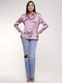 Women'S Premium Lilac Drop Shoulder Oversized Satin Shirt