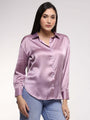 Women'S Premium Lilac Drop Shoulder Oversized Satin Shirt