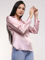 Women'S Premium Light Pink Drop Shoulder Oversized Satin Shirt