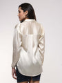Women'S Premium Off White Drop Shoulder Oversized Satin Shirt