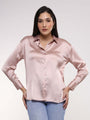 Women'S Premium Orchid Pink Drop Shoulder Oversized Satin Shirt