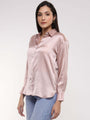 Women'S Premium Orchid Pink Drop Shoulder Oversized Satin Shirt