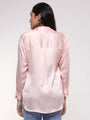 Women'S Premium Soft Pink Drop Shoulder Oversized Satin Shirt