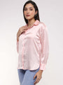 Women'S Premium Soft Pink Drop Shoulder Oversized Satin Shirt