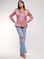 Women'S Premium Blush Pink Drop Shoulder Oversized Satin Shirt