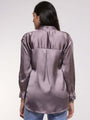 Women'S Premium Mauve Drop Shoulder Oversized Satin Shirt