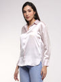 Women'S Premium Baby Pink Drop Shoulder Oversized Satin Shirt
