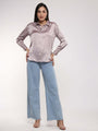 Women'S Premium Thistle Drop Shoulder Oversized Satin Shirt