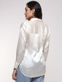 Women'S Premium Vanilla Drop Shoulder Oversized Satin Shirt