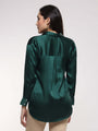 Women'S Premium Emerald Green Drop Shoulder Oversized Satin Shirt