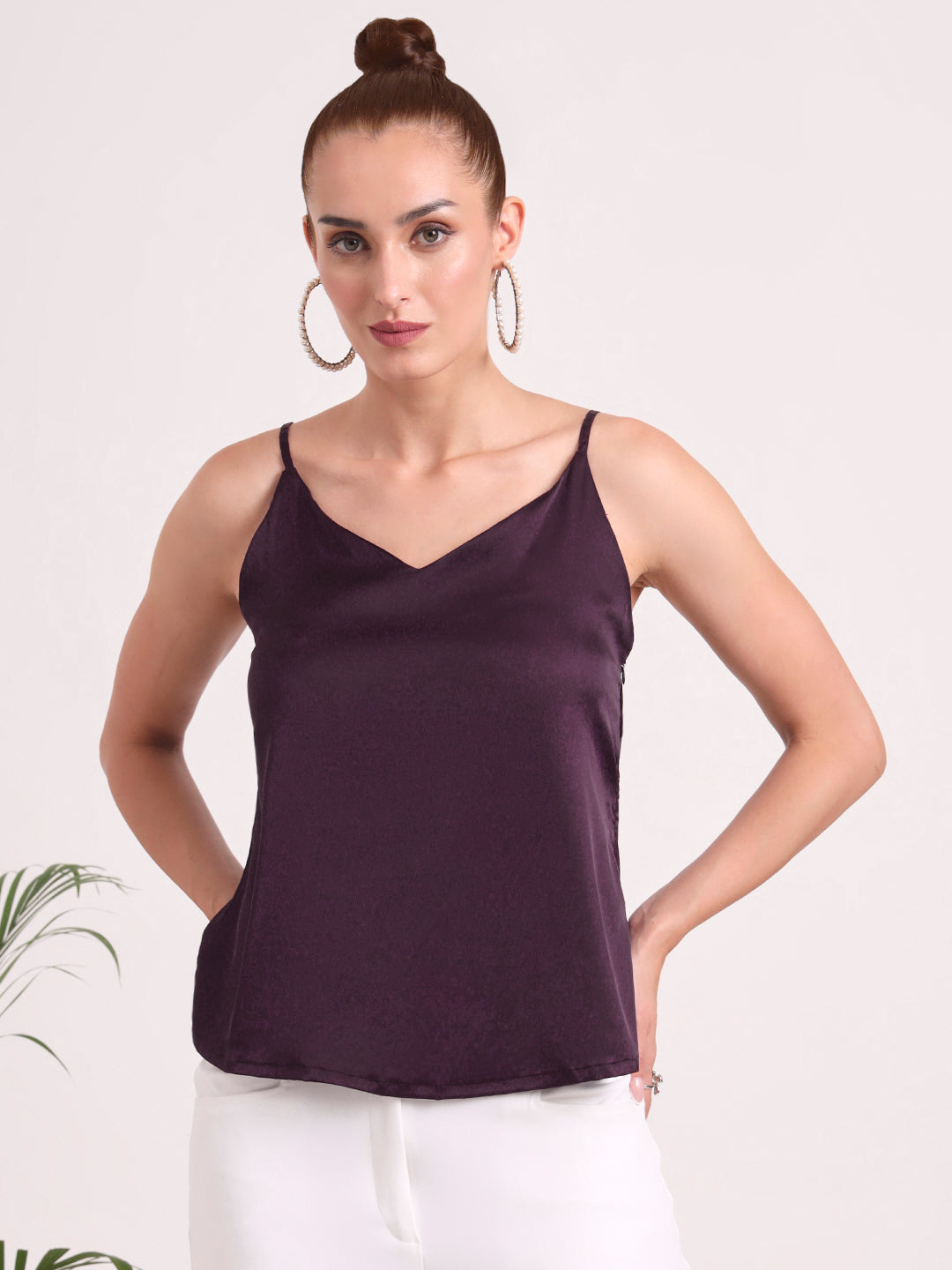 Women's European Satin V-Neck Sleeveless Top