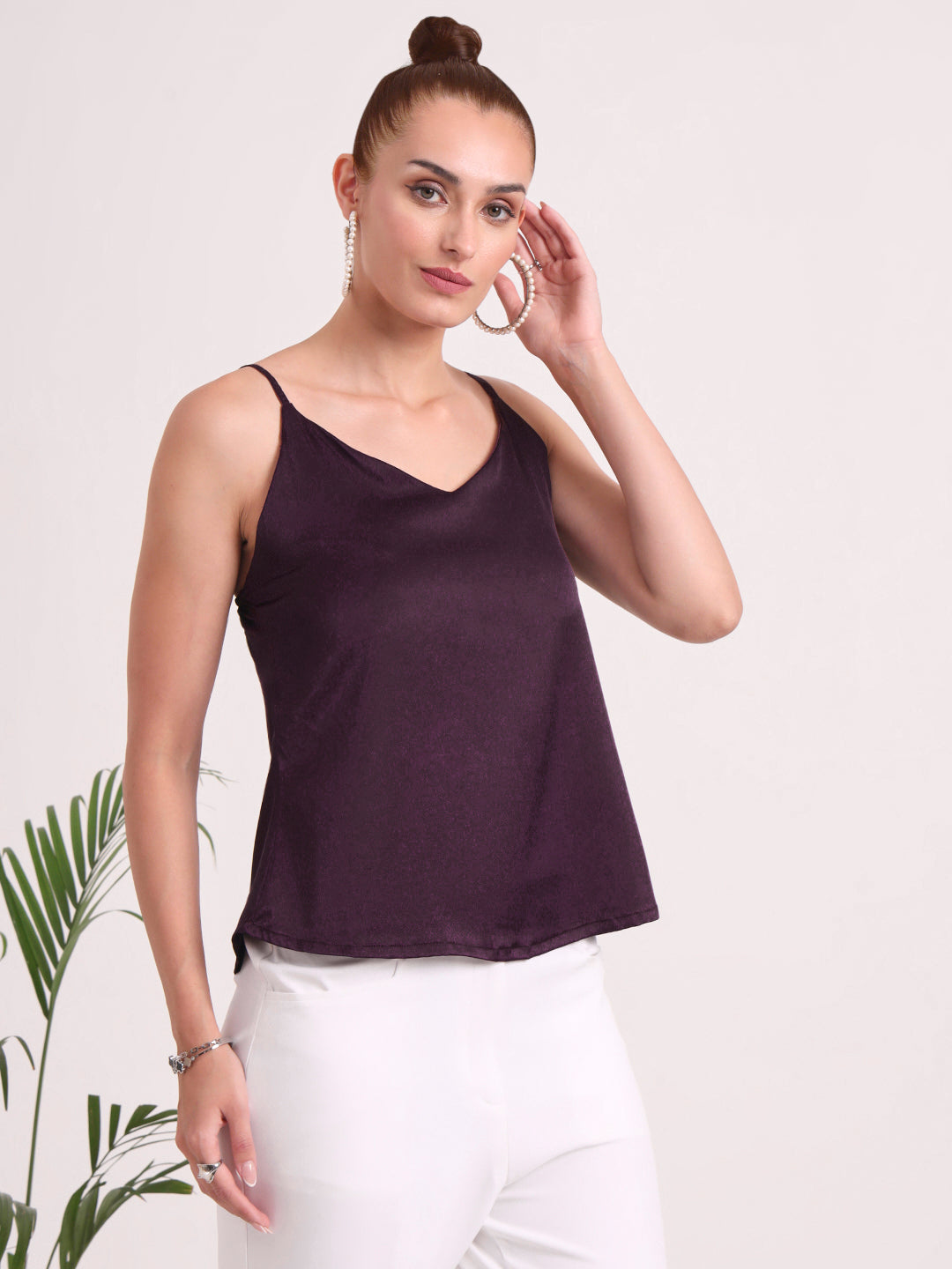 Women's European Satin V-Neck Sleeveless Top