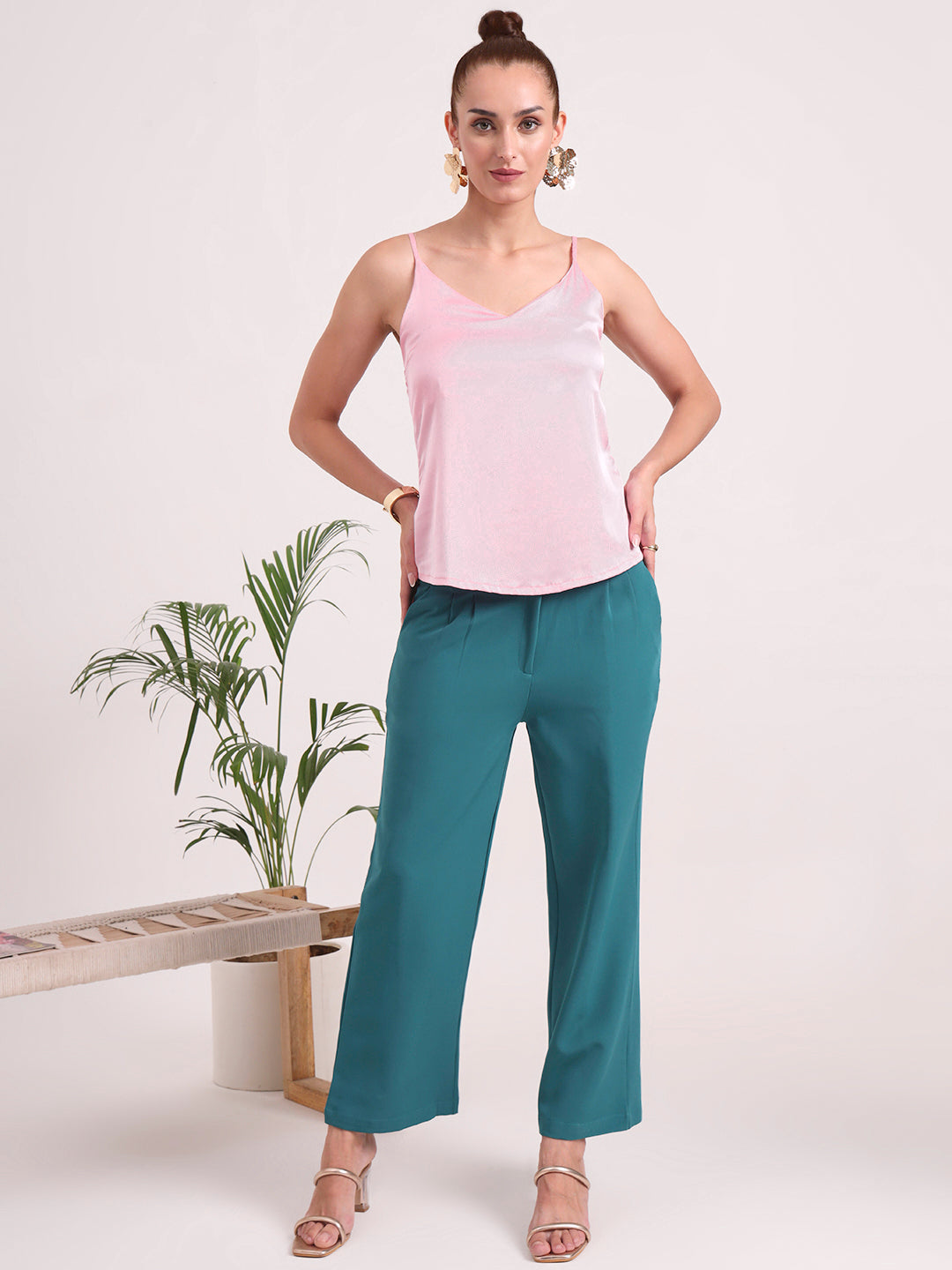 Women's European Satin V-Neck Sleeveless Top