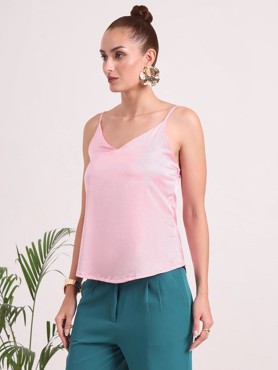 Women's European Satin V-Neck Sleeveless Top