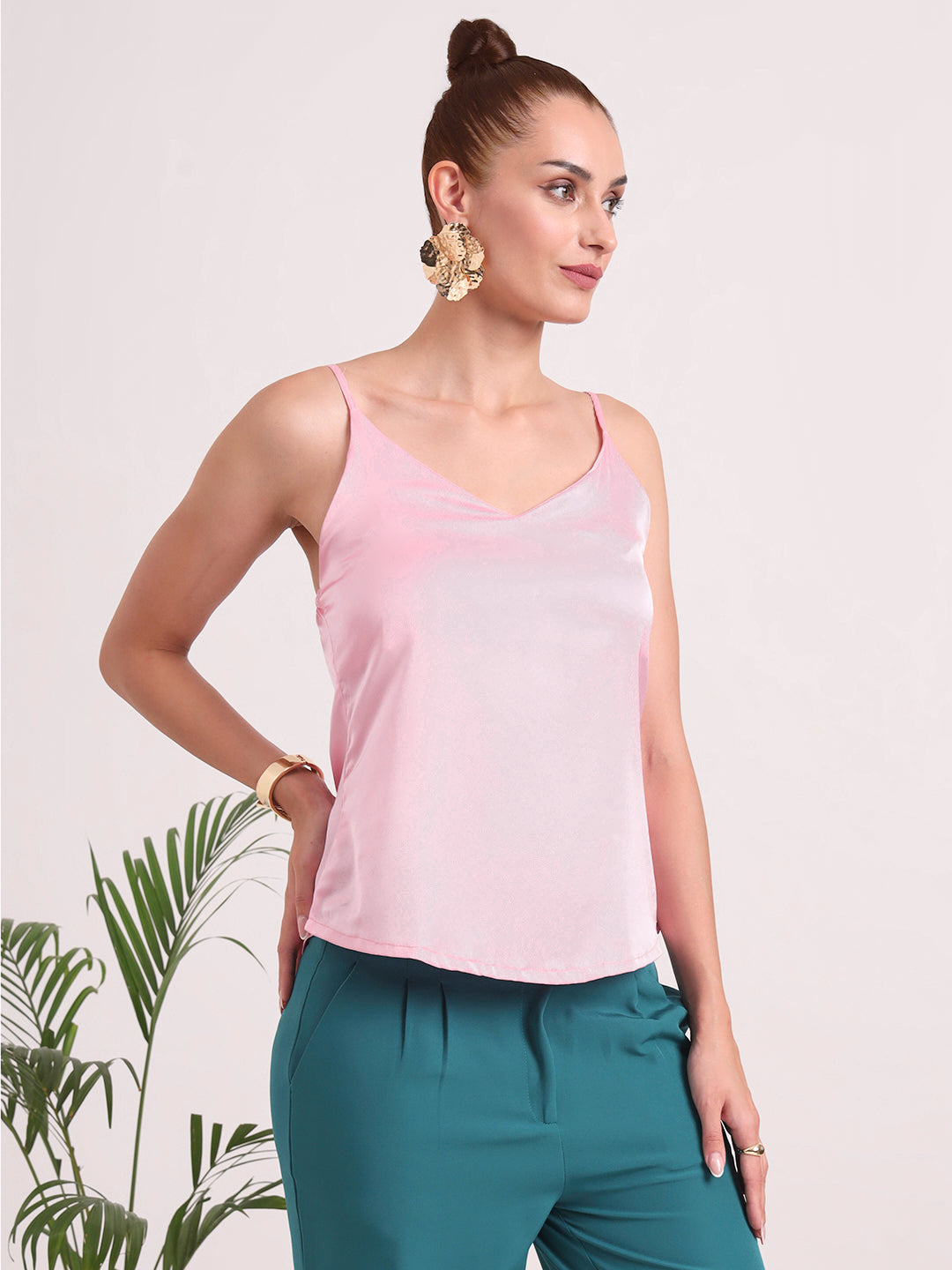 Women's European Satin V-Neck Sleeveless Top