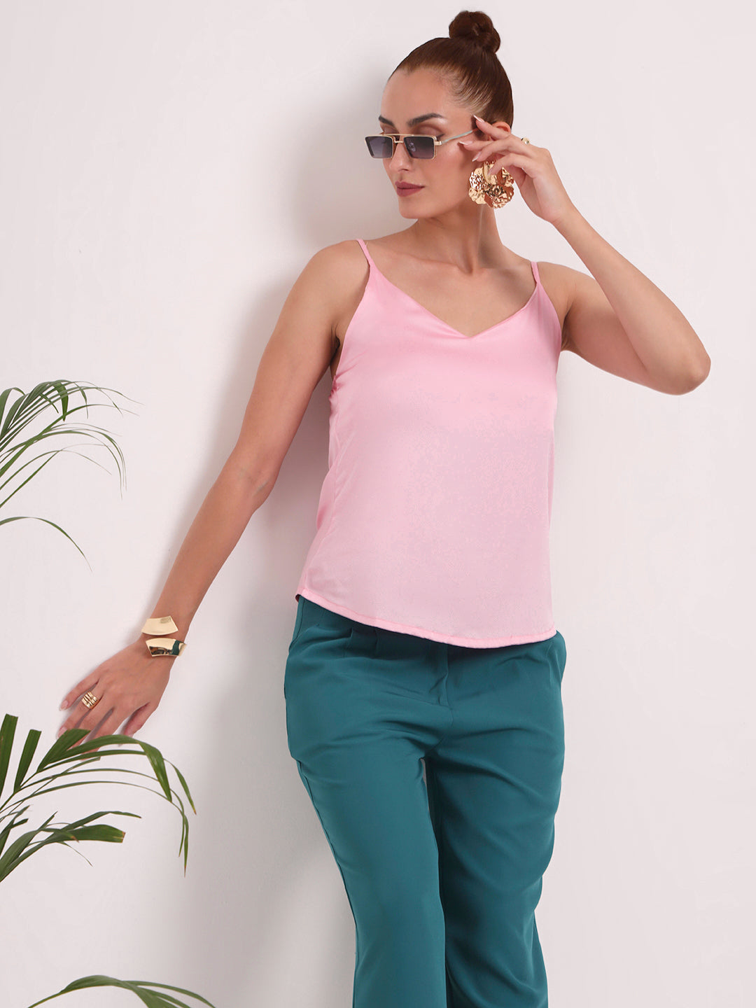 Women's European Satin V-Neck Sleeveless Top