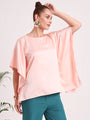 Women's European Satin Solid Baturing Sleeve Crepe