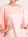 Women's European Satin Solid Baturing Sleeve Crepe