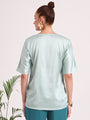 Women's  European Satin-Finish, V-Neck Top