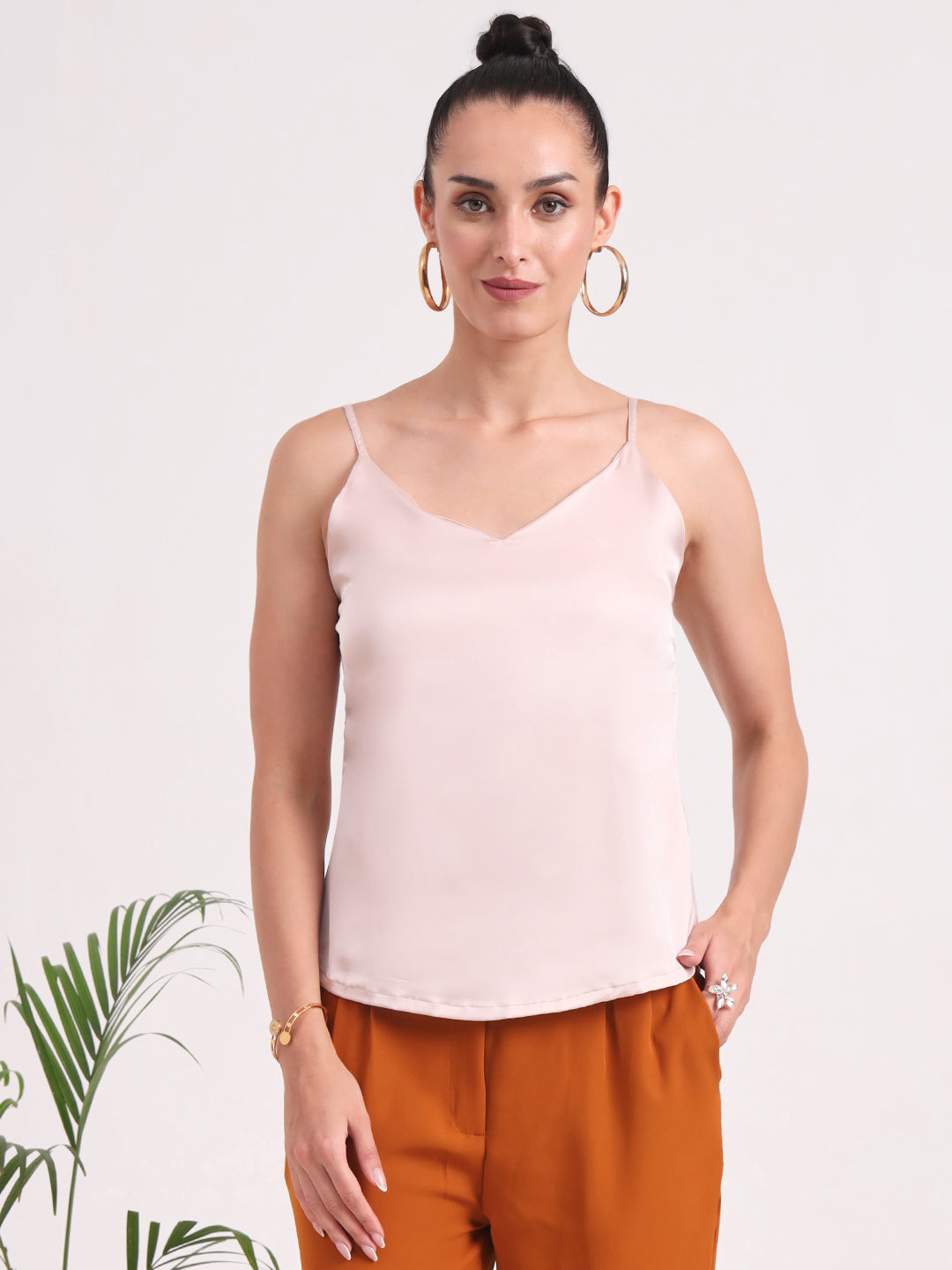 Women's European Satin V-Neck Sleeveless Top